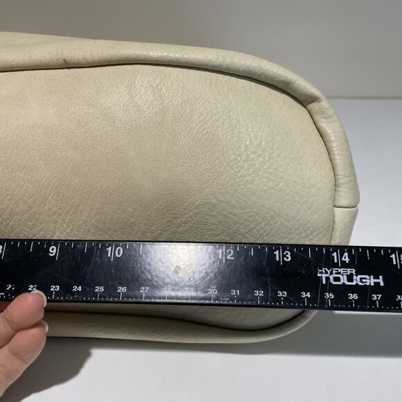 DS Faux Leather Tote Bag Purse Satchel Large Beige Studded Lazer Cut Zippers - Picture 8 of 11